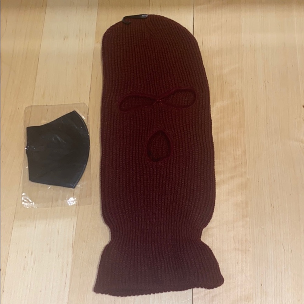 3 Hole burgundy Beanie ski mask